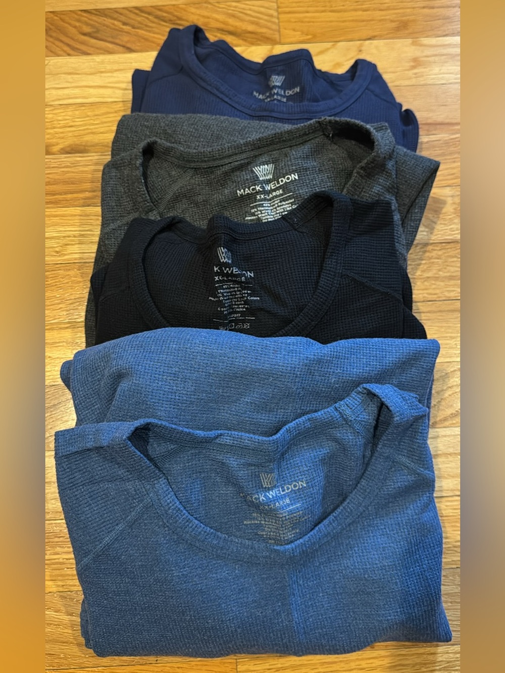 Lot of 4 Mack Weldon Long Sleeve Waffle Knit long sleeve Tees Sz XXL